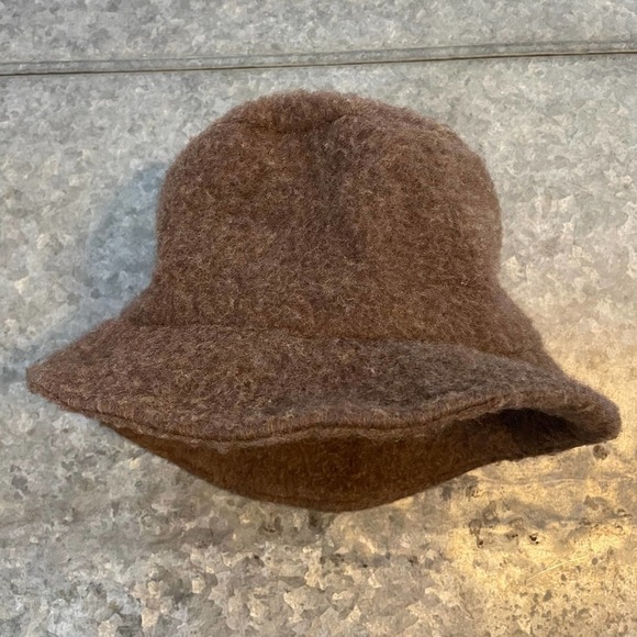 Vintage Fuzzy Fleece Bucket Fisherman Hat Cap Chocolate Brown 90s Y2K Winter - Picture 2 of 7